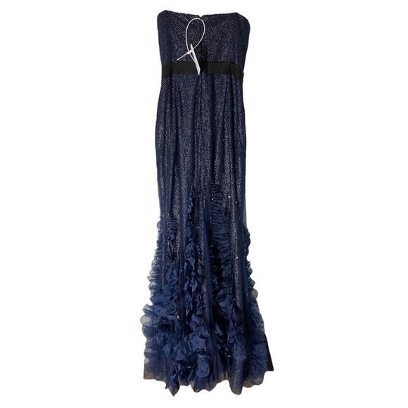 New Marchesa Strapless Appliqué Sequins Maxi Dress Gown Formal Prom Wedding - Picture 6 of 15